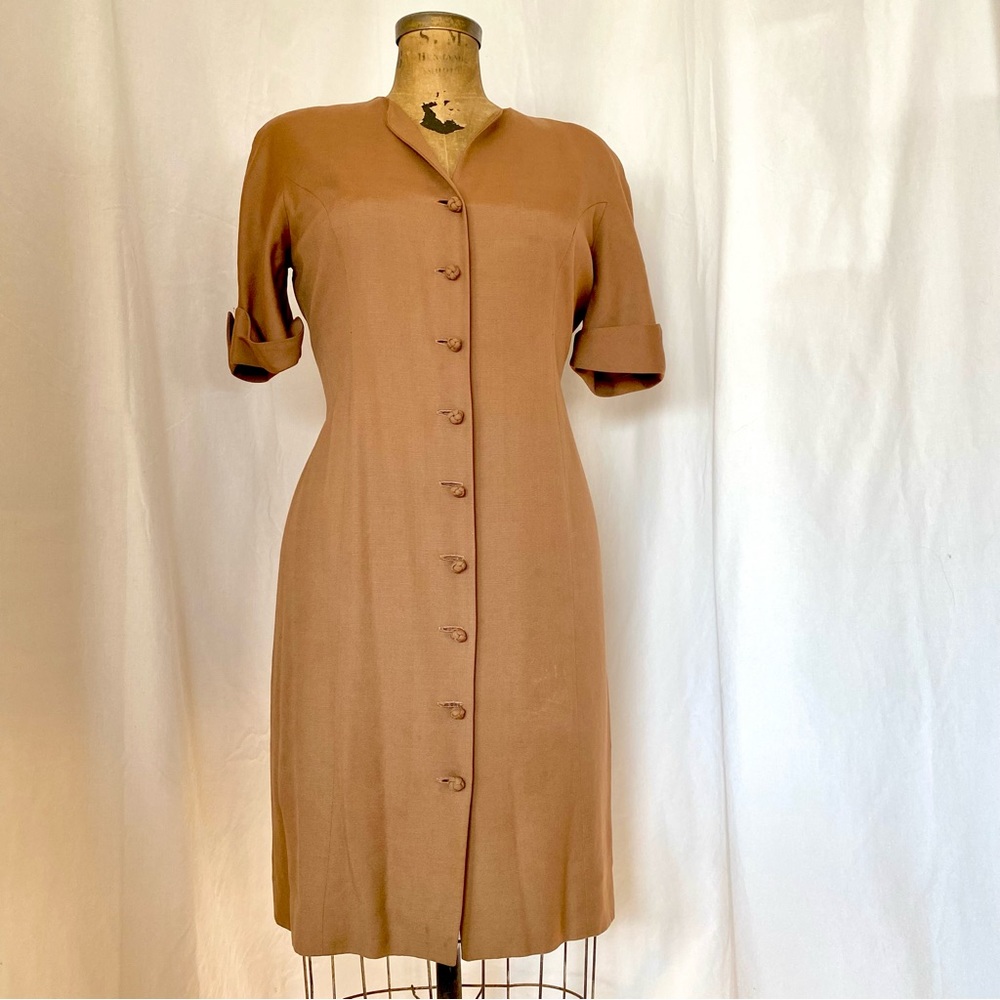 Vintage Tahari | Brown Button Through Dress, 12